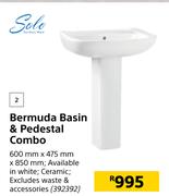 Solo Bermuda Basin & Pedestal Combo-600mm x 475mm x 850mm