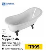 Macneil Devon Slipper Bath Black Feet-1680mm x 700mm