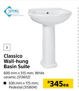 Sphinx Classico Wall Hung Basin Suite-600mm x 515mm Each