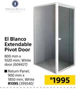 Prima Bella EI Blanco Pivot Door In White-800mm x 1020mm