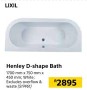 Lixil Henley D Shape Bath-1700mm x 750mm x 450mm