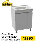Builders 630mm Coral Floor Vanity Combo White