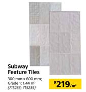 Subway Feature Tiles Grade 1 300mm X 600mm-Per Sqm