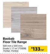 Baobab Floor Tile Range Grade 1 500mm X 500mm-Per Sqm