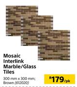 Mosaic Interlink Marble/Glass Tiles Brown 300mm X 300mm-Per Pack