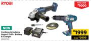 Ryobi Cordless Grinder & Impact Drill + Battery & Charger 850001145