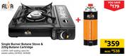 Alva Single Butane Stove & 220g Butane Cartridge