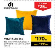 Design House Velvet Cushions-600mm x 600mm Each
