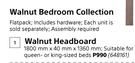 Home & Kitchen Walnut Headboard 1800mm x 40mm x 1360mm