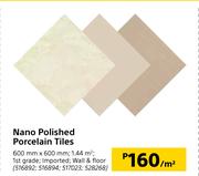Nano Polished Porcelain Tiles 600mm x 600mm-Per Sqm