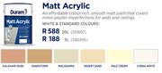 Duram Endure Matt Acrylic In White And Standard Colours-5Ltr