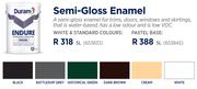 Duram Endure Semi Gloss Enamel In White And Standard Colours-5Ltr