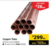 Copper Tube-22mm x 5.5m Each