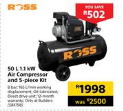 Ross 50Ltr 1.1 KW Air Compressor & 5 Piece Kit