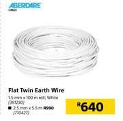 Aberdare Flat Twin Earth Wire White-1.5 mm x 100 m Roll