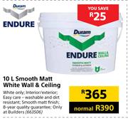 Duram Endure 10Ltr Smooth Matt White Wall & Ceiling