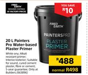 Fired Earth 20Ltr Painters Pro Water Based Plaster Primer