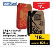 Living Out 3Kg Hardwood Briquettes/Lumpwood Charcoal-Each