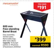 Megamaster 600mm Free Standing Barrel Braai
