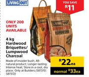 Living Out Hardwood Briquettes/Lumpwood Charcoal-4Kg Each