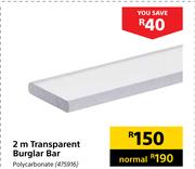 2 m Transparent Burglar Bar In Polycarbonate