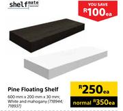Shelfmate Pine Floating Shelf 600 x 200 x 30mm-Each