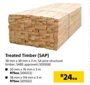 Treated Timber (SAP)-50mm x 76mm x 3m Each
