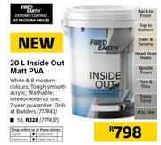 Fired Earth 20Ltr Inside Out Matt Pva 
