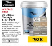 Fired Earth 20Ltr Break Through 5 In 1 Paint