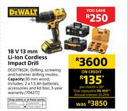 Dewalt 18V 13mm Li-Ion Cordless Impact Drill DCD778S2K