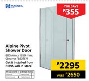 Macneil Alpine Pivot Shower Door Chrome 880mm x 1850mm