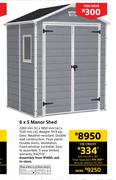 Keter 6 x 5 Manor Shed 2260mm (h) x 1850mm (w) x 1520mm( d)