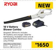 Ryobi 18V Battery Blower Combo