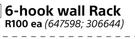 Home&Kitchen 6-Hook Wall Rack-Each