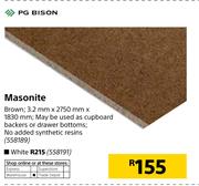 PG Bison Masonite White 3.2mm X 2750mm X 1830mm