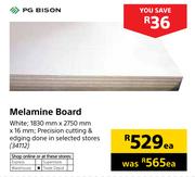 PG Bison Melamine Board White 1830mm X 2750mm X 16mm-Each
