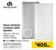 Design House Sheer Striped Curtains With Eyelets 260mm x 250mm-Each