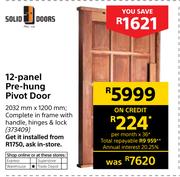 Solid Doors 12 Panel Pre-Hung Pivot Door 2032mm X 1200mm 
