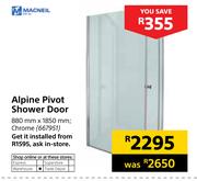 Macneil Alpine Pivot Shower Door Chrome 880mm x 1850mm