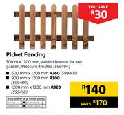 Picket Fencing 300m X 1200mm
