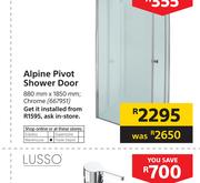 Macneil Alpine Pivot Shower Door Chrome 880mm x 1850mm