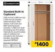 Home & Kitchen Standard Bulit-In Cupboard 2100mm (h) x 900mm (w) x 500mm (d) 