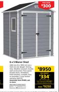 Keter 6 x 5 Manor Shed 2260mm (h) x 1850mm (w) x 1520mm( d)