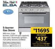 Elba 5-Burner Gas Stove 900mm