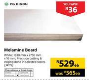 PG Bison Melamine Board White 1830mm X 2750mm X 16mm-Each
