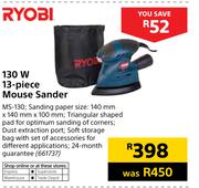 Ryobl 130w 13-Piece Mouse Sander MS-130
