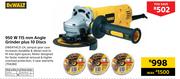 Dewalt 950 W 115mm Angle Grinder Plus 10 Discs DWE4114CD-ZA