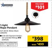 Bright Star 1 Light Rope Pendant