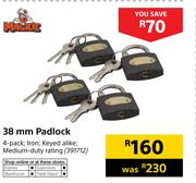 Mackie 38mm Padlock 4 Pack