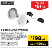 Light Work 3 Pack LED Downlights-Per Pack